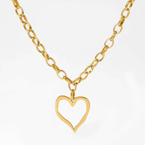 Gold Heart Necklace- Tarnish Free