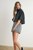 Button Front Cropped Shirt - BMJ7681: DENIM / L