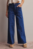 Wide-Leg Stretch Denim Jeans FP0003: Washed Cobalt / Contemporary / L