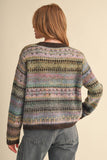 COLORFUL FAIR ISLE SWEATER CARDIGAN MSW11521: MIDNIGHT NAVY MULTI / L