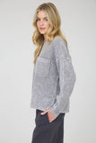 WASHED POCKET DETAIL LONG SLEEVE RIB KNIT TOP : LIGHT OLIVE