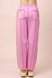 NP71022-Stitch Detail Casual Knit Pants: MOCHA / S-M-L/2-2-2