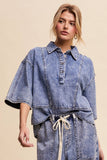 Denim Collared Oversized Top