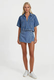CROPPED DENIM TOP W1595TIA : MID DENIM / L