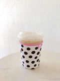 Coffee Cup Cover - Brown Polka Dots: Small / 16oz