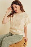 Cable Knit Short Sleeve Vest