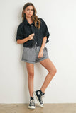 Button Front Cropped Shirt - BMJ7681: DENIM / L