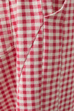 ELASTIC WAIST BAND GINGHAM PRINTED BARREL FIT TWILL PANTS: CREAM-RED GINGHAM / L
