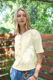 Striped Henley Top- Yellow