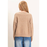 Crew Neck Sweater With Ribbed Hem: OATMEAL / S-M-L(2-2-2)