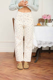 FLORAL ECRU DENIM PATTERN JEANS: ECRU MULTI