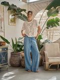 AJT6103 LACE FLORAL T SHIRTS: OFF WHITE / L