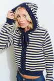 PALMER HOODIE CARDIGAN - Cozy, Striped, Casual: Pink Multi / L