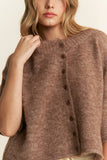 Mocha Quarter-Sleeve Knit Cardigans: Mocha / Contemporary / L
