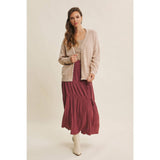 OVERSIZED COTTON BLEND SWEATER CARDIGAN: CLOUD PINK / L