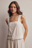 Embroidered Square-Neck Tank & Wide-Leg Pants Set FSET011: Indigo / Contemporary / L