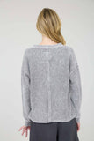 WASHED POCKET DETAIL LONG SLEEVE RIB KNIT TOP : LIGHT OLIVE