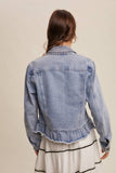 Ruffled Hem Denim Jacket
