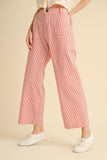 STRIPED HIGH WAIST WIDE LEG PANTS MP3775: BLACK STRIPE / L