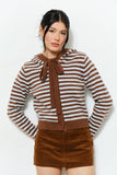 PALMER HOODIE CARDIGAN - Cozy, Striped, Casual: Pink Multi / L