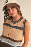 IT4346  MULTI COLORED STRIPED SWEATER VEST TOP: BLUE MULTI / L