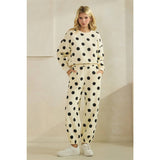 Polka Dot Sweatpants: Cream/Black / L
