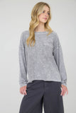 WASHED POCKET DETAIL LONG SLEEVE RIB KNIT TOP : LIGHT OLIVE