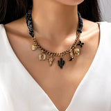 CHARM ANIMAL SCARF NECKLACE-WESTERN CROSS BOOT HAT |80N92703: GOLD