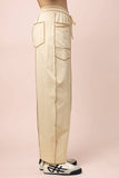 NP71022-Stitch Detail Casual Knit Pants: MOCHA / S-M-L/2-2-2