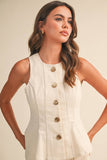 Cream VEST AND STRAIGHT FIT PANTS SET