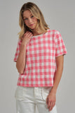 GINGHAM CHECKERED PATTERN SWEATER CASUAL TOP_JLT00221-01: OLIVE/CREAM / S-M-L(2-2-2)