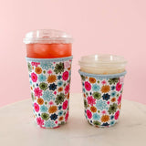 Coffee Cup Cover - Watercolor Florals - Iced Drink Sleeve: Large / 24oz