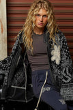 Paisley Pattern Patch Detail Quilted Woven Twill Jacket: DENIM / M