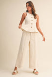 Cream VEST AND STRAIGHT FIT PANTS SET