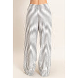Striped Elastic Waist Pants: BROWN / S-M-L(2-2-2)