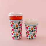 Coffee Cup Cover - Watercolor Florals - Iced Drink Sleeve: Large / 24oz