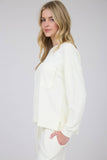 WASHED POCKET DETAIL LONG SLEEVE RIB KNIT TOP : LIGHT OLIVE
