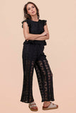 NP71010-Lace Pants W/ Inside Shorts Lining: TAUPE / S-M-L/2-2-2