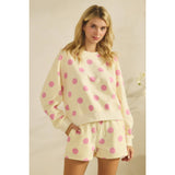 Polka Dot Crew Neck SweatShirt: Black / L