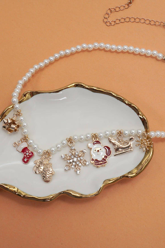 Pearl Christmas Charm Necklace