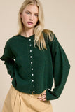 Essential Button Down Cardigan Top: Red / L