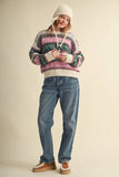 COLORFUL FLORAL FAIR ISLE SWEATER MSW11583: IVORY PINK MULTI / L
