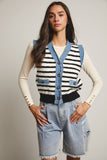 Denim Trim Knit Vest FSW0009 : Stripes / Contemporary / L