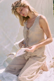Textured Sleeveless Top And Matching Pant : LT Green / L