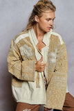 Paisley Pattern Patch Detail Quilted Woven Twill Jacket: DENIM / M
