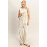 Floral Patterned Overalls: PINK / S-M-L(2-2-2)