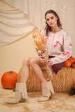 12W3475N-Print & Solid Soft Knit Sweater Cardigan: Red / S-M-L/2-2-2