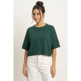 Seam Detail Short Sleeve Knit Top: WHIP CREAM / S-M-L(2-2-2)