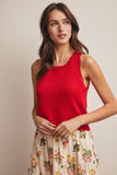 Open-Knit Sleeveless Tank Top FSW0041: Red / Contemporary / L