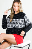 Crew Neck Christmas Fair Isle Print Knitted Sweater VT81531: Green / S
